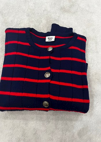 Çizgili Düğmeli Kadın Midi Hırka - Görsel 5