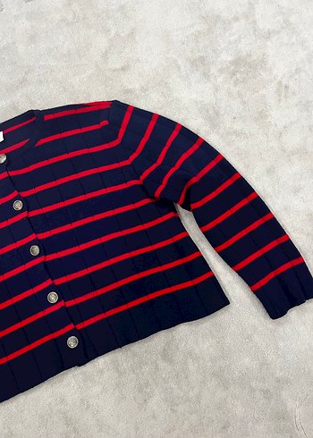 Çizgili Düğmeli Kadın Midi Hırka - Görsel 7