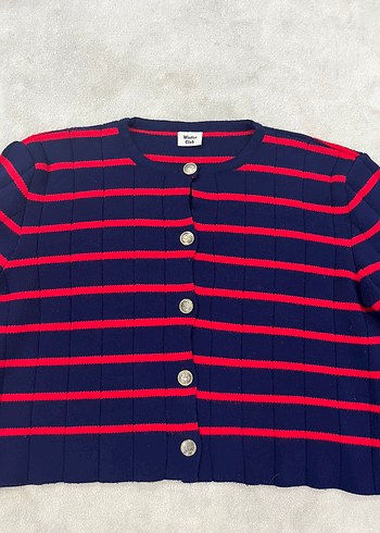 Çizgili Düğmeli Kadın Midi Hırka - Görsel 4