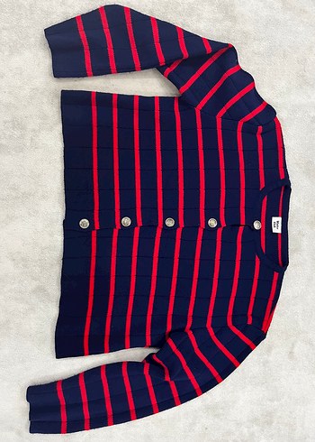 Çizgili Düğmeli Kadın Midi Hırka - Görsel 2