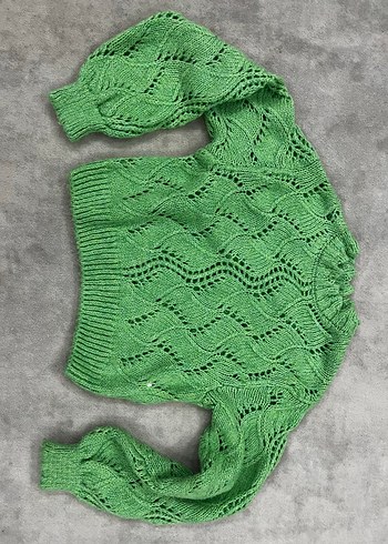 Yeşil Örgü Kadın Bohem Kazak - Görsel 3