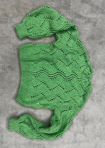 Yeşil Örgü Kadın Bohem Kazak - Görsel 2