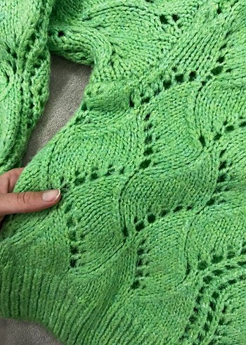 Yeşil Örgü Kadın Bohem Kazak - Görsel 5