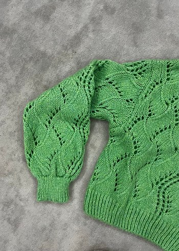 Yeşil Örgü Kadın Bohem Kazak - Görsel 8