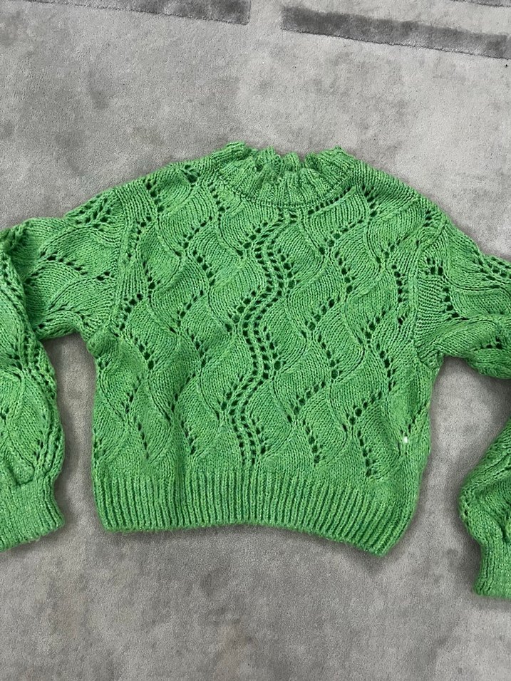 Yeşil Örgü Kadın Bohem Kazak - Görsel 4