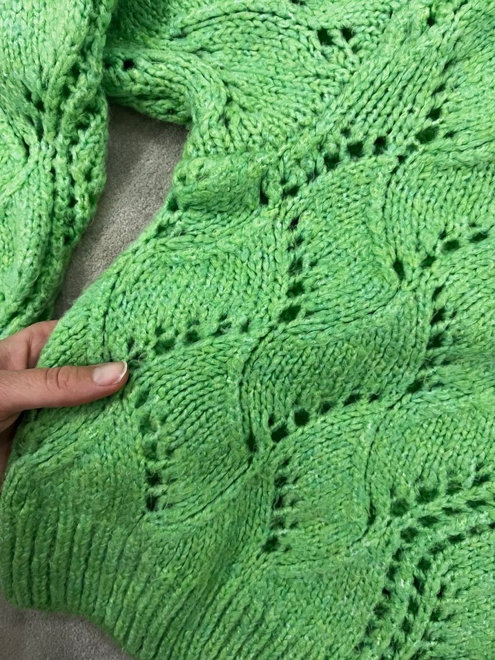 Yeşil Örgü Kadın Bohem Kazak - Görsel 5