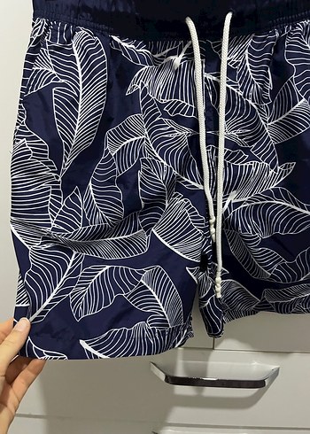 Erkek Lacivert Yaprak Desenli Mini Şort - Görsel 5