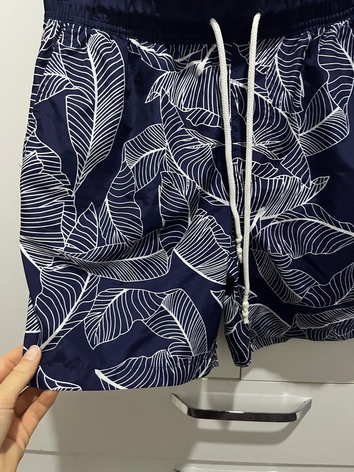 Erkek Lacivert Yaprak Desenli Mini Şort - Görsel 5