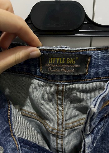 s Beden mavi Renk Düğmeli Bol Kesim Kısa Mavi Denim Şort