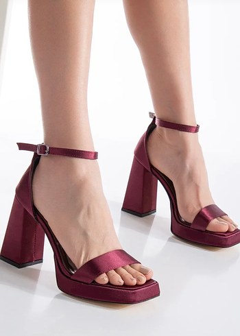 Bordo Parlak Platform Topuklu Kadın Ayakkabı