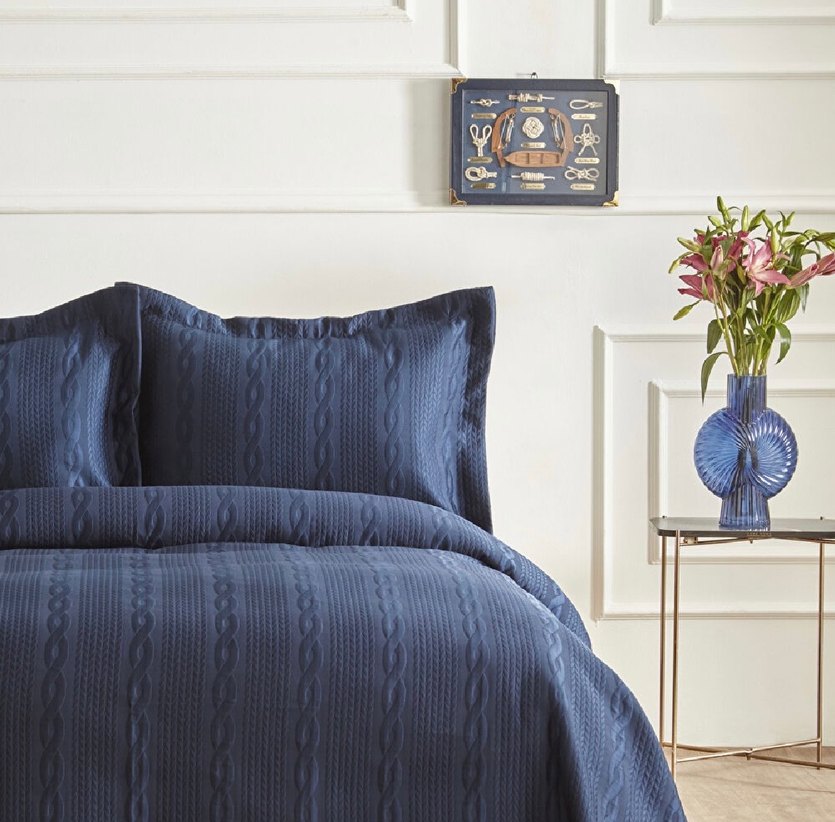 Nautica Home Lacivert Nakışlı Yatak Örtüsü Seti - Görsel 4