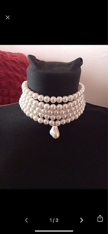 İncili choker kolye