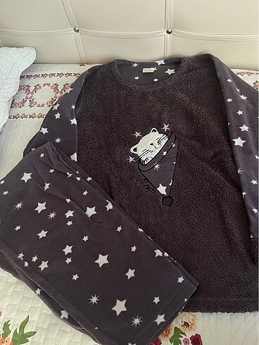 s Beden mor Renk Polar pijama takımı