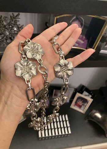 Çiçek Detaylı Zincir Metal Kadın Kemer - Görsel 2