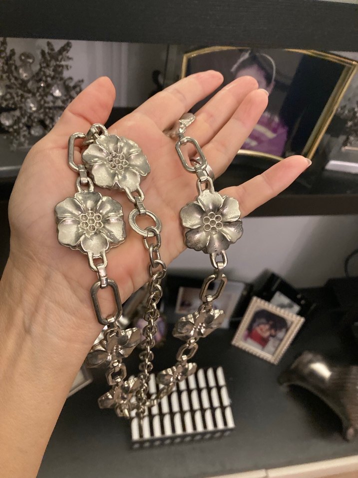 Çiçek Detaylı Zincir Metal Kadın Kemer - Görsel 2