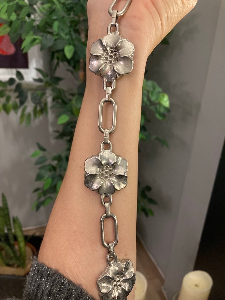 Çiçek Detaylı Zincir Metal Kadın Kemer - Görsel 3