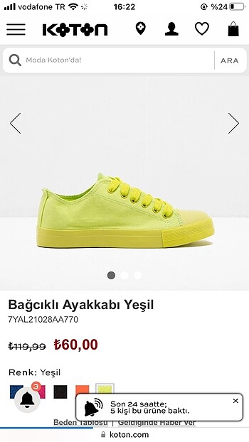 Koton Yeşil koton ayakkabı
