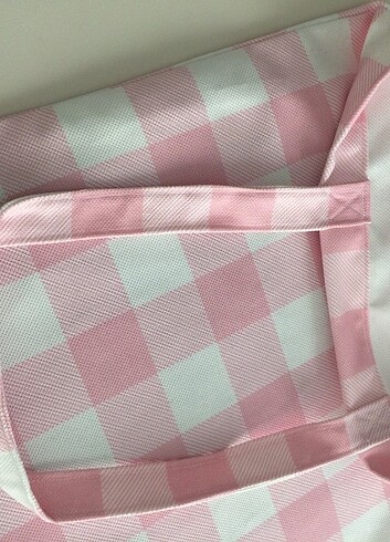 Diğer Çıtçıtlı Vintage Pembe Ekose Bez Çanta