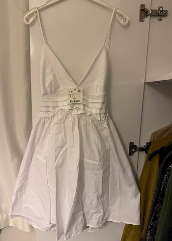 Zara Beyaz Keten Mini Elbise