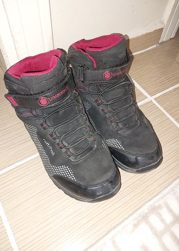 Bordo-Gri Kız Çocuk Nubuk Bot Velcro