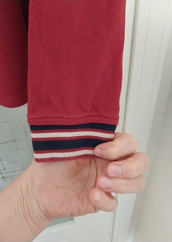 Erkek Uzun Kollu Kırmızı Polo Yaka Tişört - Görsel 5