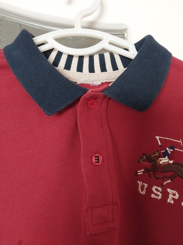 Erkek Uzun Kollu Kırmızı Polo Yaka Tişört - Görsel 3