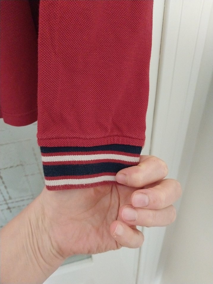 Erkek Uzun Kollu Kırmızı Polo Yaka Tişört - Görsel 5