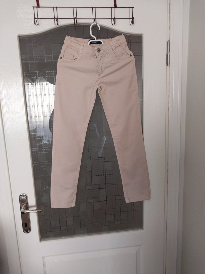 Bej çocuk Pamuk Kumaş Pantolon - Görsel 2