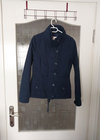 Düğmeli Lacivert Denim Kadın Ceket - Görsel 2