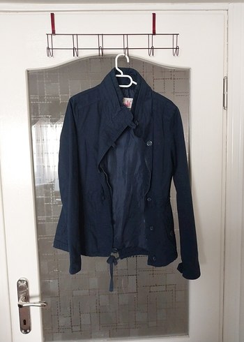 Düğmeli Lacivert Denim Kadın Ceket - Görsel 3