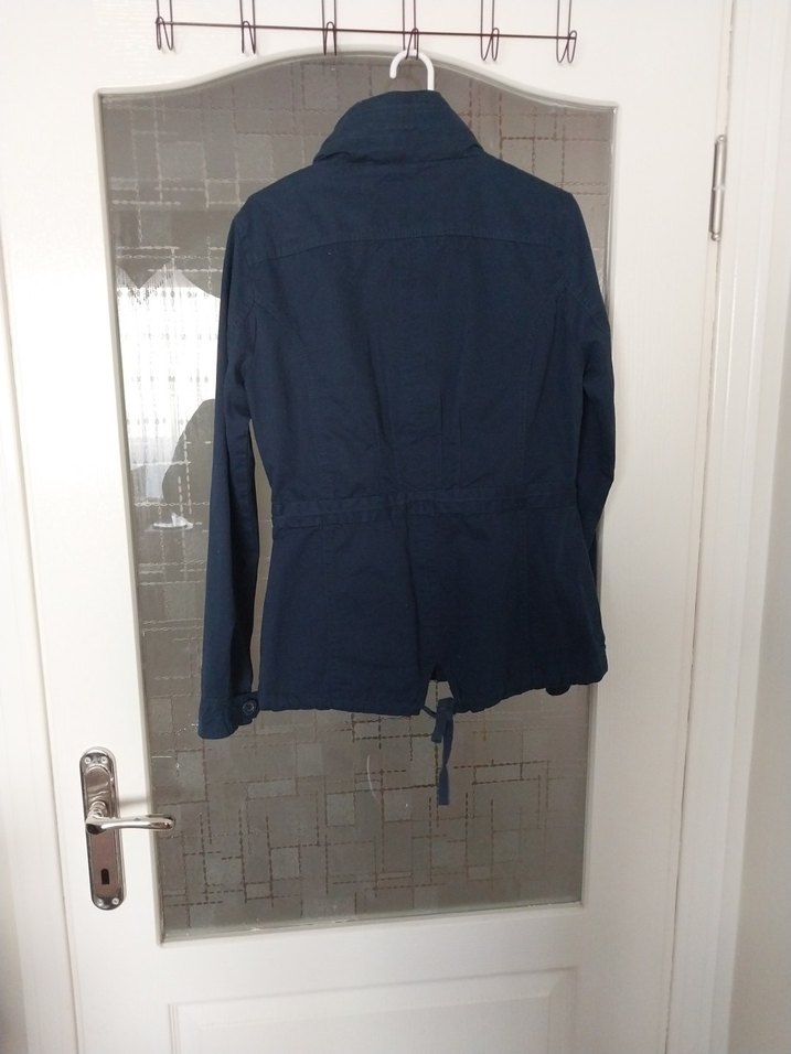 Düğmeli Lacivert Denim Kadın Ceket - Görsel 5