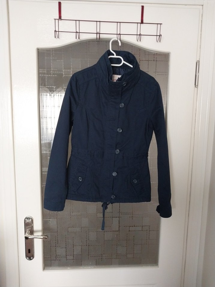 Düğmeli Lacivert Denim Kadın Ceket - Görsel 2