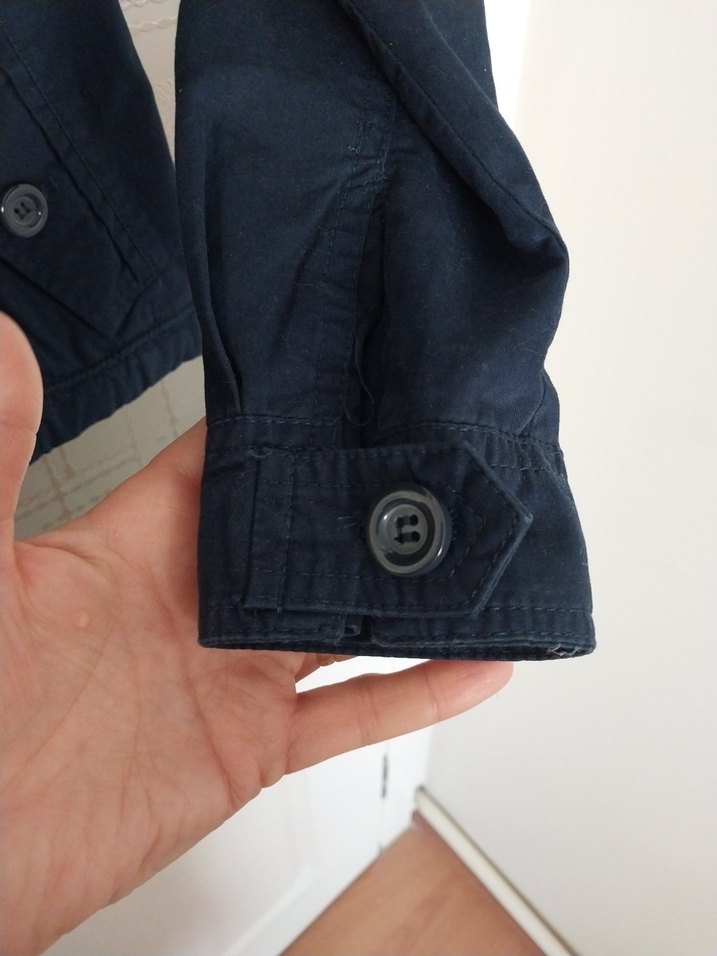 Düğmeli Lacivert Denim Kadın Ceket - Görsel 4