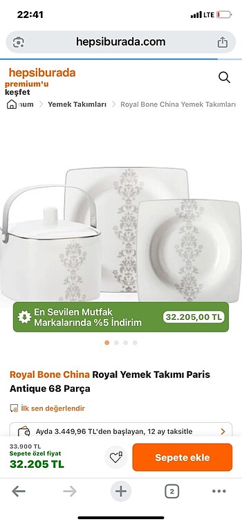 Beden beyaz Renk 12 KİŞİLİK YEMEK TAKIMI