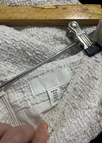 H&M Düğmeli Beyaz tüvit Örgü Etek - Görsel 3