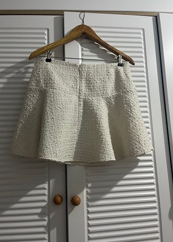 H&M Düğmeli Beyaz tüvit Örgü Etek - Görsel 2