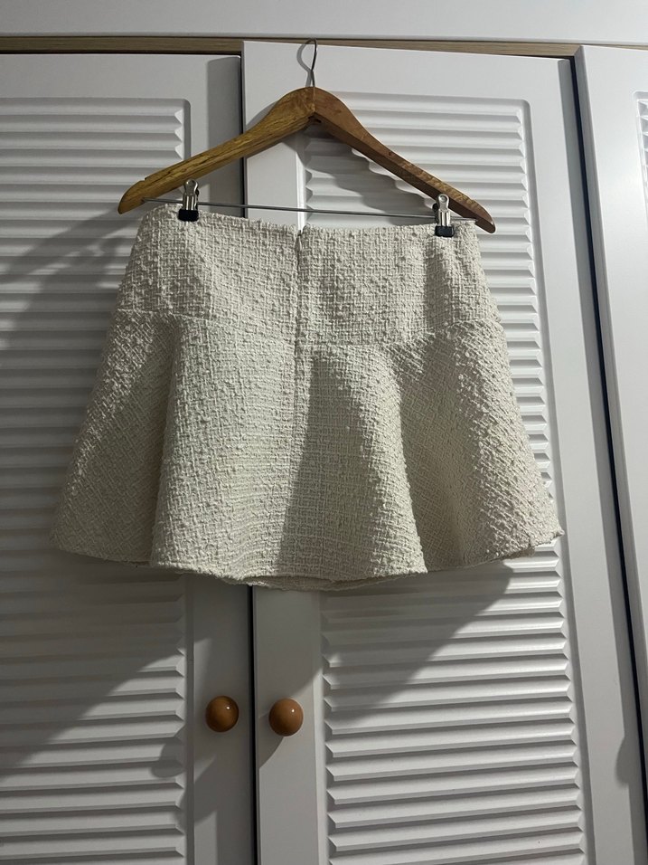 H&M Düğmeli Beyaz tüvit Örgü Etek - Görsel 2