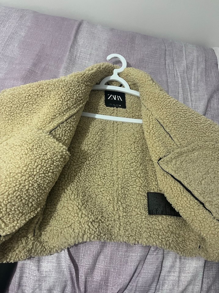 Siyah Kürklü Kısa Biker Deri Ceket - Görsel 5