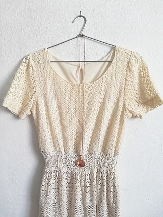 Koton Zara dantelli Krem Elbise
