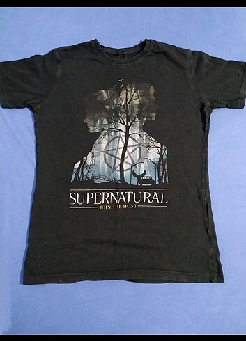 Supernatural baskılı oversize tişört