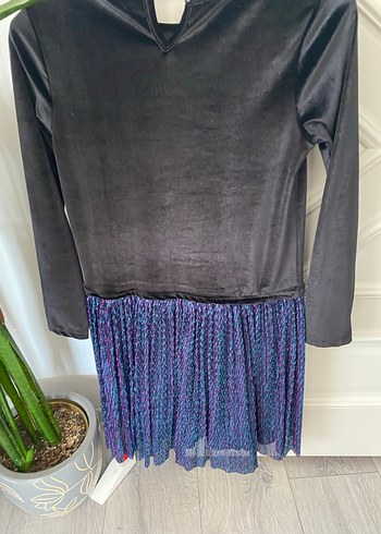 Uzun Kollu, Pilili Mor Kız Elbisesi - Görsel 2