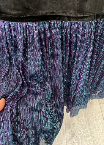 Uzun Kollu, Pilili Mor Kız Elbisesi - Görsel 4