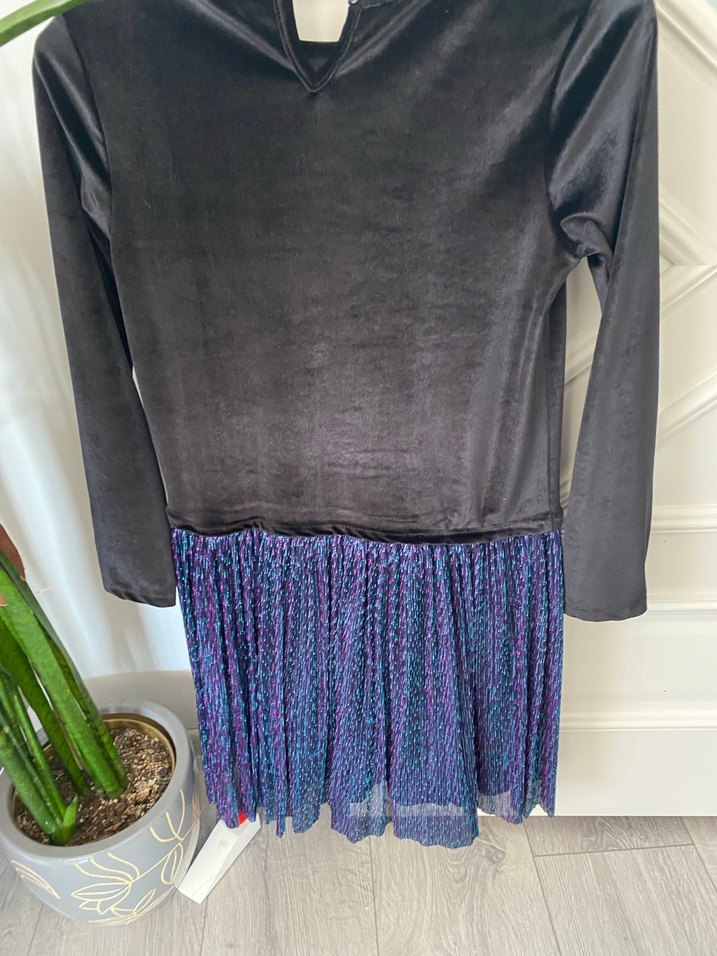 Uzun Kollu, Pilili Mor Kız Elbisesi - Görsel 2