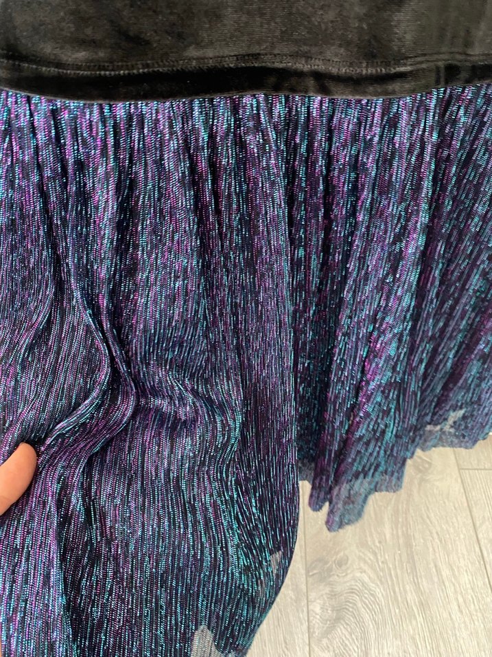 Uzun Kollu, Pilili Mor Kız Elbisesi - Görsel 4