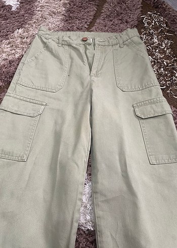 Haki kız çocuk Bol Paça Kot Pantolon - Görsel 4