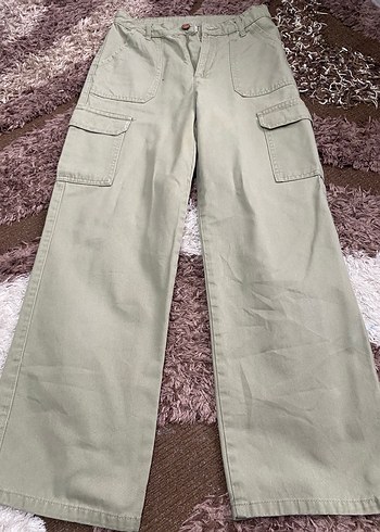 Haki kız çocuk Bol Paça Kot Pantolon - Görsel 2