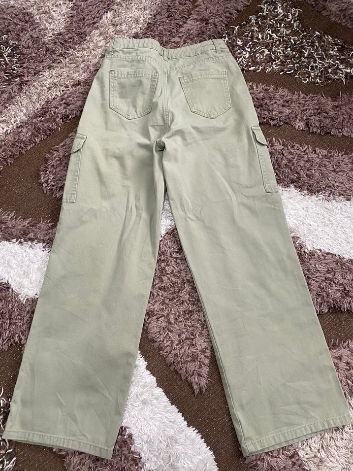 Haki kız çocuk Bol Paça Kot Pantolon - Görsel 3