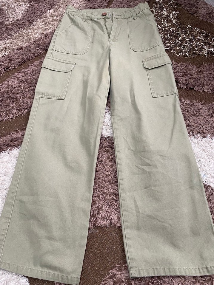 Haki kız çocuk Bol Paça Kot Pantolon - Görsel 2