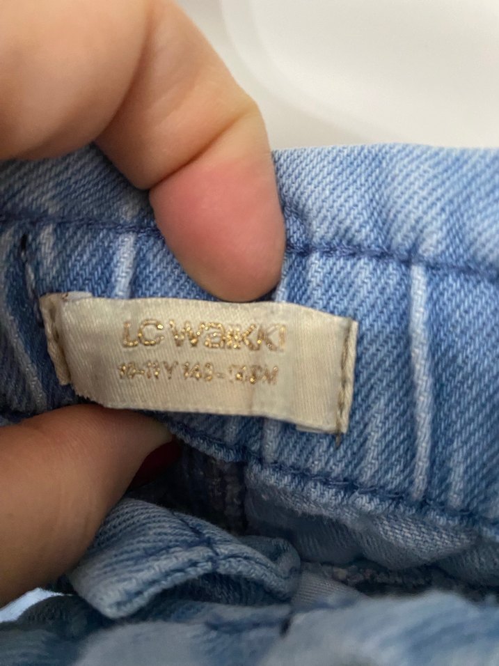 Dantel Detaylı Nakışlı Açık Mavi Kız Kot Etek - Görsel 4