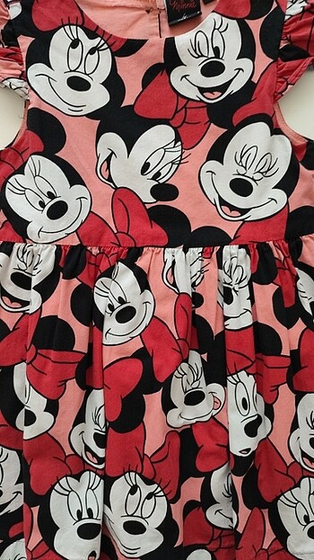 4 Yaş Beden Minnie Mouse Desen Koton Marka Bebek/Çocuk Elbise 